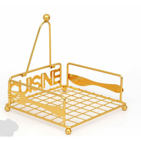 Gold Cuisine Metal Napkin Holder Stylish Napkin Stand for Lunch Napkins- Furaha Finds Kenya