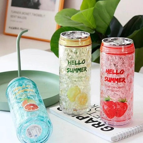 Hello Summer" Acrylic Smoothie/Party Cups with Straw | 600ml | Available in 3 Fun Shapes- Furaha Finds Kenya
