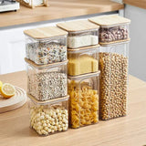 8pcs Airtight Transparent Acrylic Food Storage Containers with Bamboo Lids | Pantry Organizer Set for Cereal, Dry Food, Pasta, Snacks | Dishwasher Safe- Furaha Finds Kenya