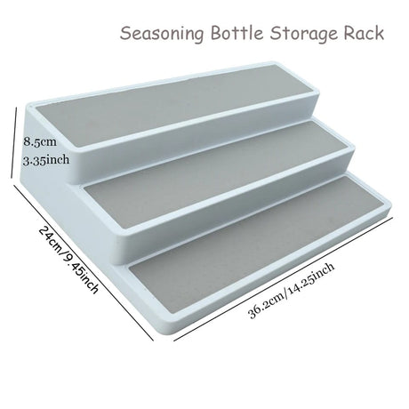 3 Tier Plastic Non-Slip Spice Rack | Waterproof Kitchen Pantry & Cabinet Organizer | Multi-Purpose 3 Tier Spice Shelf in Grey & White- Furaha Finds Kenya