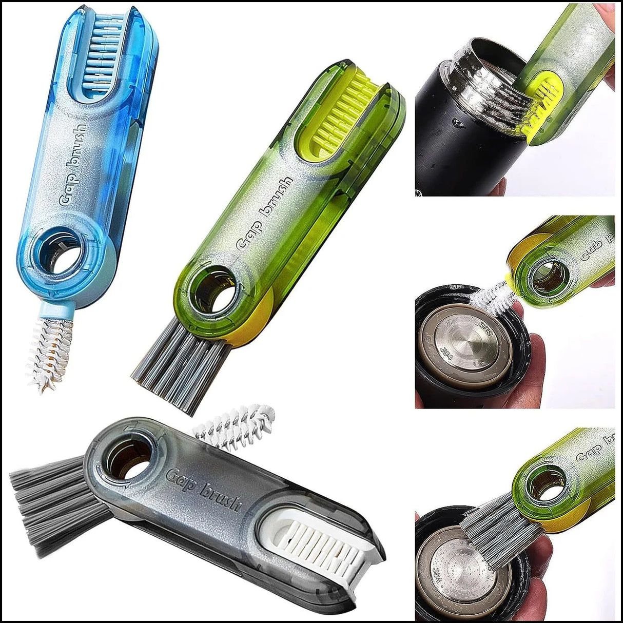 3in1 Bottle, Tumbler, and Crevice Cleaning Brush Nylon, Silicone, Stainless Steel Efficient MultiSurface Cleaning Tool- Furaha Finds Kenya