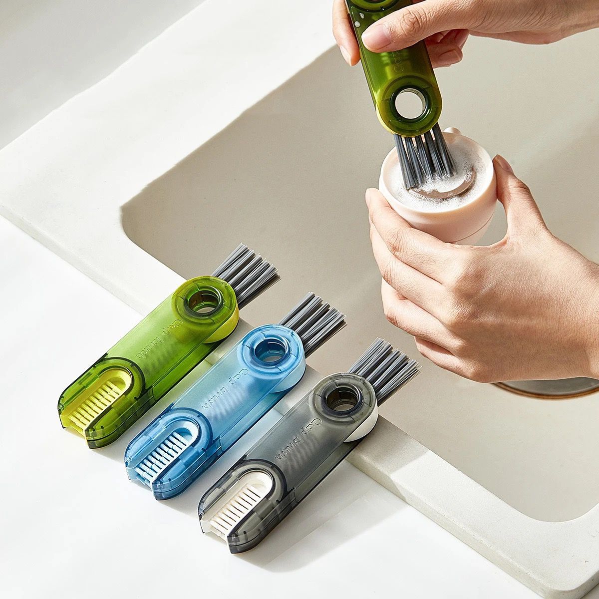 3in1 Bottle, Tumbler, and Crevice Cleaning Brush Nylon, Silicone, Stainless Steel Efficient MultiSurface Cleaning Tool- Furaha Finds Kenya