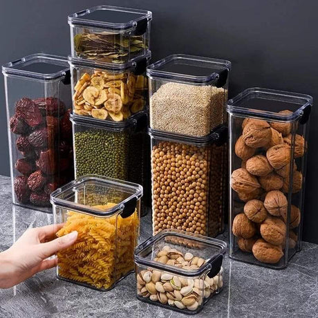 8pcs Airtight Transparent Acrylic Food/Pantry Storage Containers | Dry Food & Cereal Storage with Stickers & Pen | Dishwasher Safe- Furaha Finds Kenya