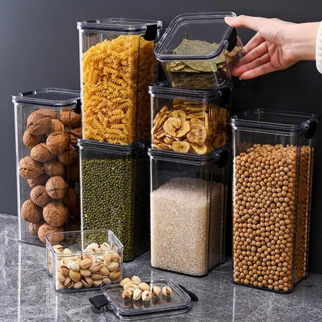 8pcs Airtight Transparent Acrylic Food/Pantry Storage Containers | Dry Food & Cereal Storage with Stickers & Pen | Dishwasher Safe- Furaha Finds Kenya