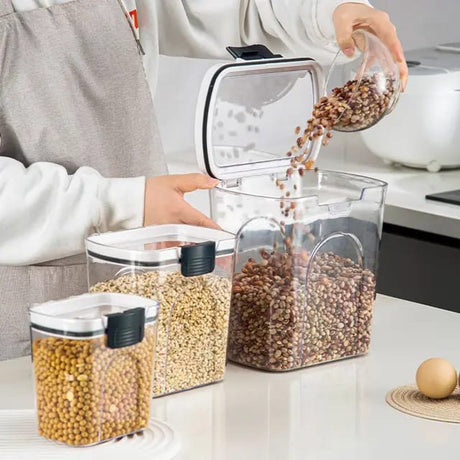 4pcs Airtight Storage Containers with Spoons | Durable Kitchen Storage Set | 4.6L, 2.7L, 1.3L, 0.35L | ABS + AS Material- Furaha Finds Kenya