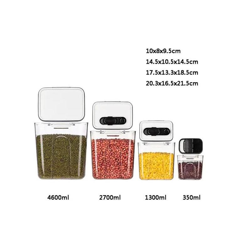 4pcs Airtight Storage Containers with Spoons | Durable Kitchen Storage Set | 4.6L, 2.7L, 1.3L, 0.35L | ABS + AS Material- Furaha Finds Kenya