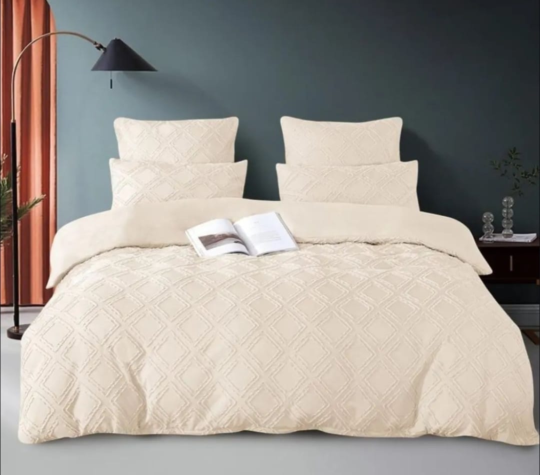 Furaha Finds Luxury Tufted Wave Design Duvet Cover Set. Soft, breathable microfiber material for all seasons. Includes duvet cover and pillowcases in 6x6 or 6x7 sizes