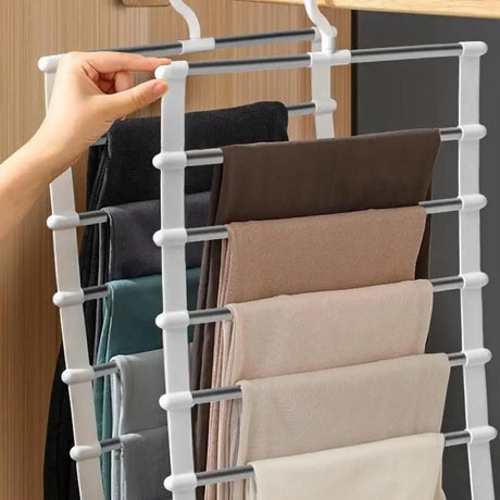 Furaha Finds 6 layer Aluminum Tube Trouser/Pants Hanger Space saving closet organizer (45cm x 35cm), perfect for neatly storing trousers, jeans, scarves, and accessories.