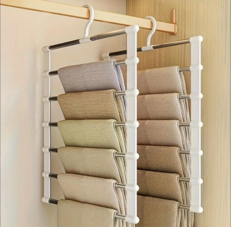 Furaha Finds 6 layer Aluminum Tube Trouser/Pants Hanger Space saving closet organizer (45cm x 35cm), perfect for neatly storing trousers, jeans, scarves, and accessories.
