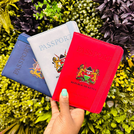 Leather Passport Holder with RFID Blocker Secure Travel Wallet- Furaha Finds Kenya