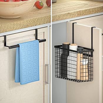 2pc Over the Cabinet Organizer with Towel Bar | Stainless Steel | 28x11.5x3cm (LxWxH)