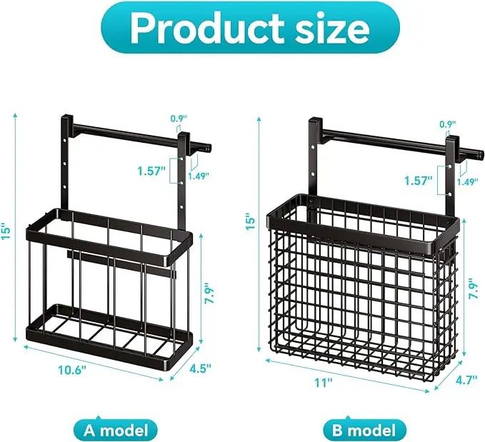 2pc Over the Cabinet Organizer with Towel Bar | Stainless Steel | 28x11.5x3cm (LxWxH)