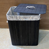 Eco-Friendly Black Bamboo Collapsible Laundry Basket, 50x30x40cm