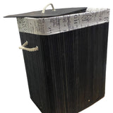 Eco-Friendly Black Bamboo Collapsible Laundry Basket, 50x30x40cm