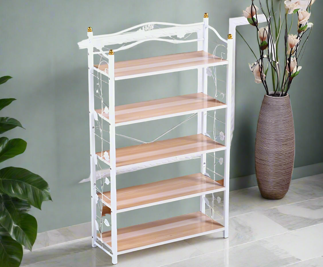 5 Layer Heavy Duty Shoe Rack Wood & Metal Durable & Easy to Assemble