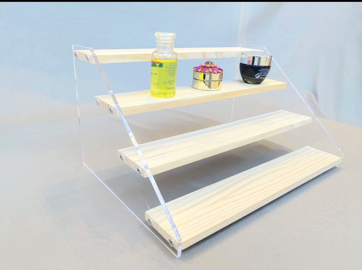 Furaha finds 4 Tier bamboo & acrylic  stand