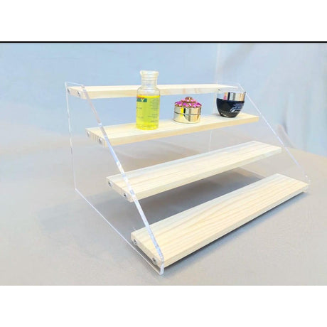 4 Tier Bamboo and Acrylic Multi-Purpose Stand Organize Spices, Toys.