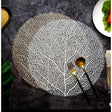 Round Leafy PVC Table Mats – 6-Piece Set | Gold & Silver (38cm)