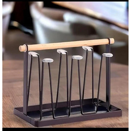 Luxury Iron Cup/Glass Holder Rack | 6 Hangers, Corrosion Resistant- Furaha Finds Kenya