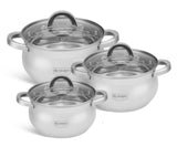 High-Quality 6pc Edenberg Stainless Steel Cookware Set | Durable & Elegant