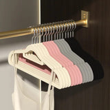 10pcs Set Plastic Luxury Velvet Antislip Hangers | Grey, Pink, Cream - Non-Slip Closet Hangers