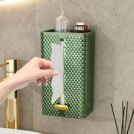 Furaha Finds Luxury Diamond Acrylic Tissue Box  Wall mounted and tabletop tissue holder with an elegant design for home and office décor.