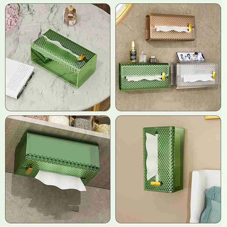 Furaha Finds Luxury Diamond Acrylic Tissue Box  Wall mounted and tabletop tissue holder with an elegant design for home and office décor.