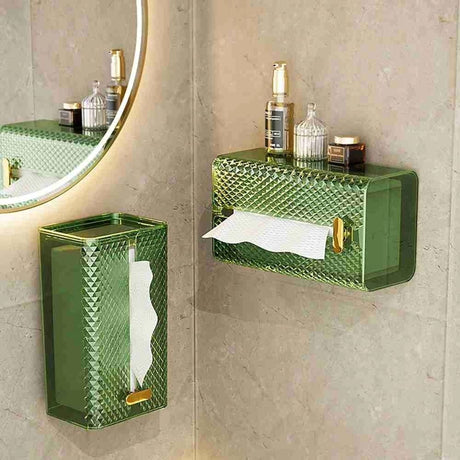 Furaha Finds Luxury Diamond Acrylic Tissue Box  Wall mounted and tabletop tissue holder with an elegant design for home and office décor.