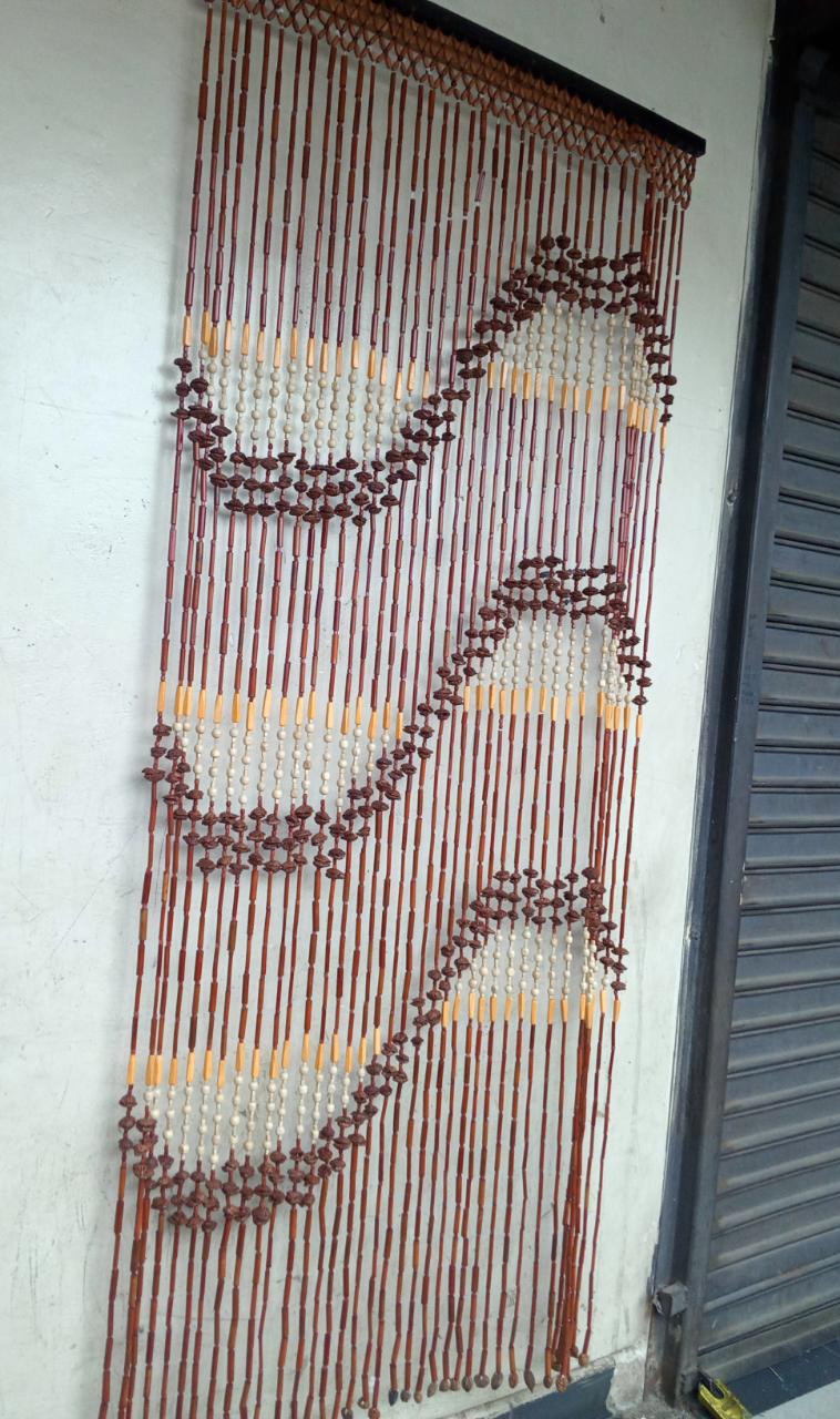 Salon Curtains with Wooden Beads  1.3m x 2m