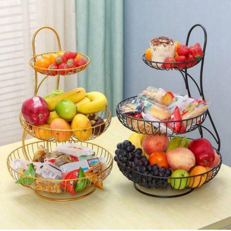 3 Tier Luxury Tea & Snack Table Multi Layer Fruit Tray & Storage Stand for Living Room- Furaha Finds Kenya