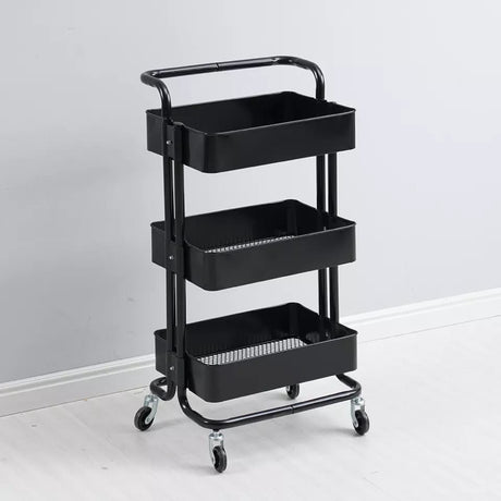 3 Tier Movable Trolley Storage Rack Full Metallic Rolling Organizer for Kitchen Salon & Bathroom- Furaha Finds Kenya