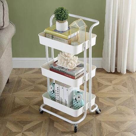 3 Tier Movable Trolley Storage Rack Full Metallic Rolling Organizer for Kitchen Salon & Bathroom- Furaha Finds Kenya