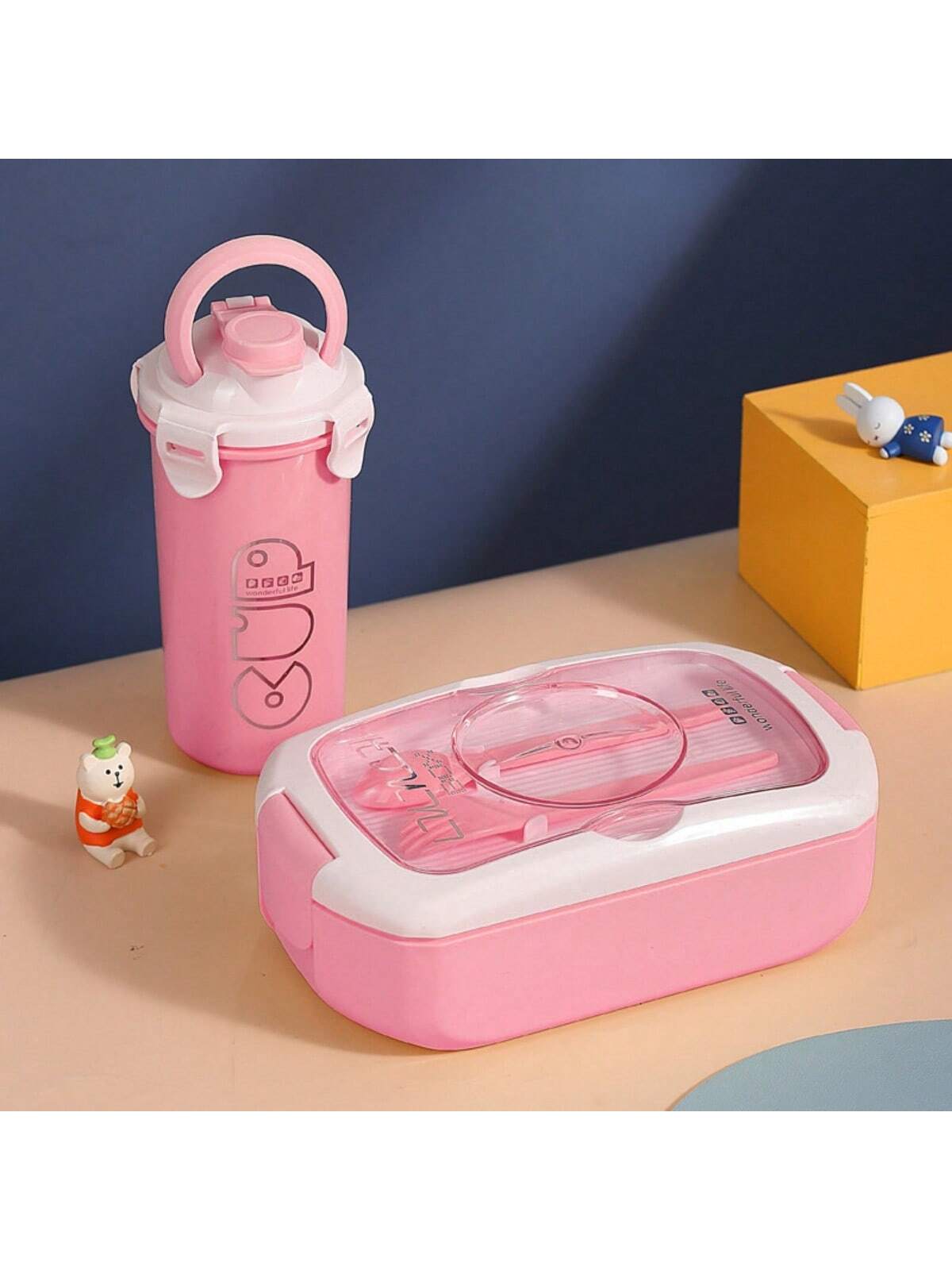 2 in 1 Lunch Box with Bottle  750ml Dish + 450ml Water Bottle | Microwave Safe, Leakproof & Eco Friendly