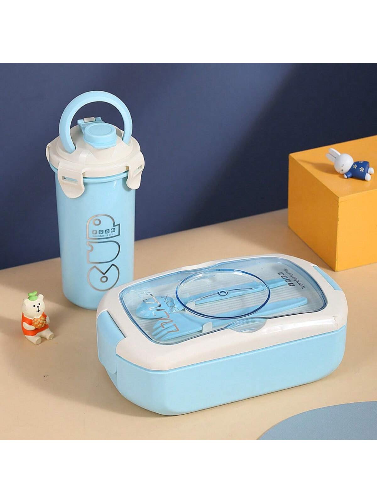 2 in 1 Lunch Box with Bottle  750ml Dish + 450ml Water Bottle | Microwave Safe, Leakproof & Eco Friendly