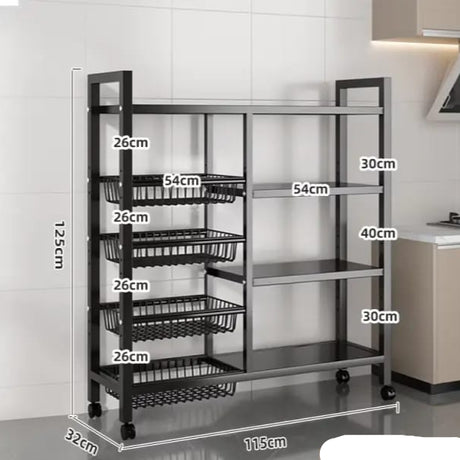 Multifunctional Metallic Rack with 4 Baskets and 4-Layer Shelf
