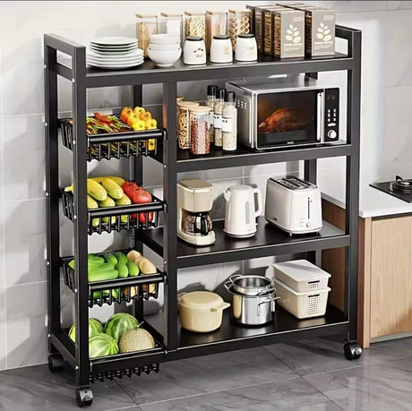 Multifunctional Metallic Rack with 4 Baskets and 4-Layer Shelf