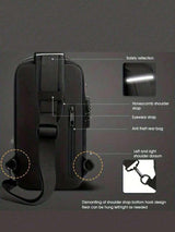 Anti-Theft Chest Cross Shoulder Bag with USB Charging and Water Resistance
