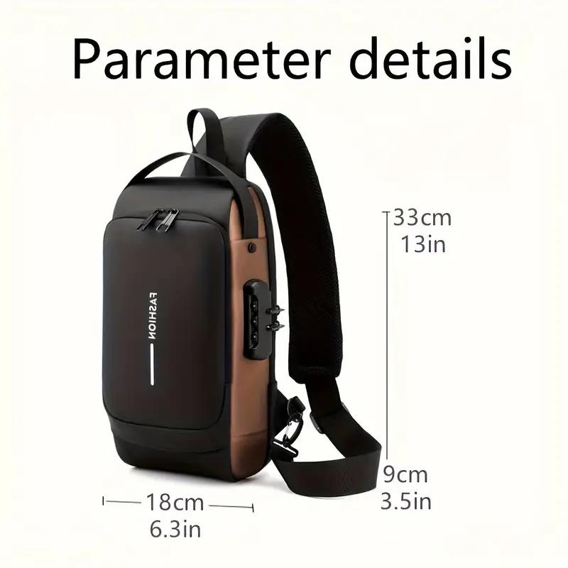 Anti-Theft Chest Cross Shoulder Bag with USB Charging and Water Resistance