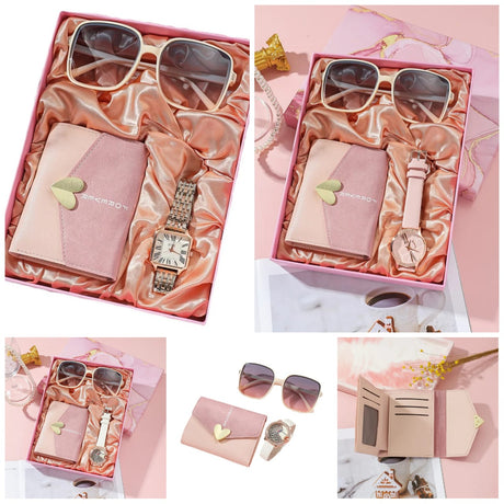 3Pcs Watch Set - Round & Square Cases with Hardlex Dial