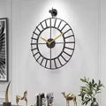 Premium Iron Wall Clock - Black Finish with Elegant Gold Hands Home Décor Wall Clocks