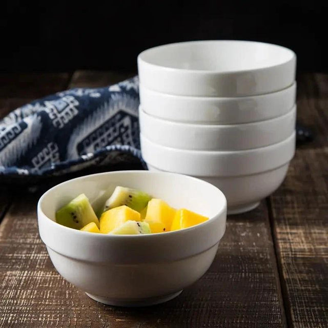 6-Piece White Ceramic Soup Bowls Set - 6 Inch Versatile Dining Bowls Kitchenware Bowls