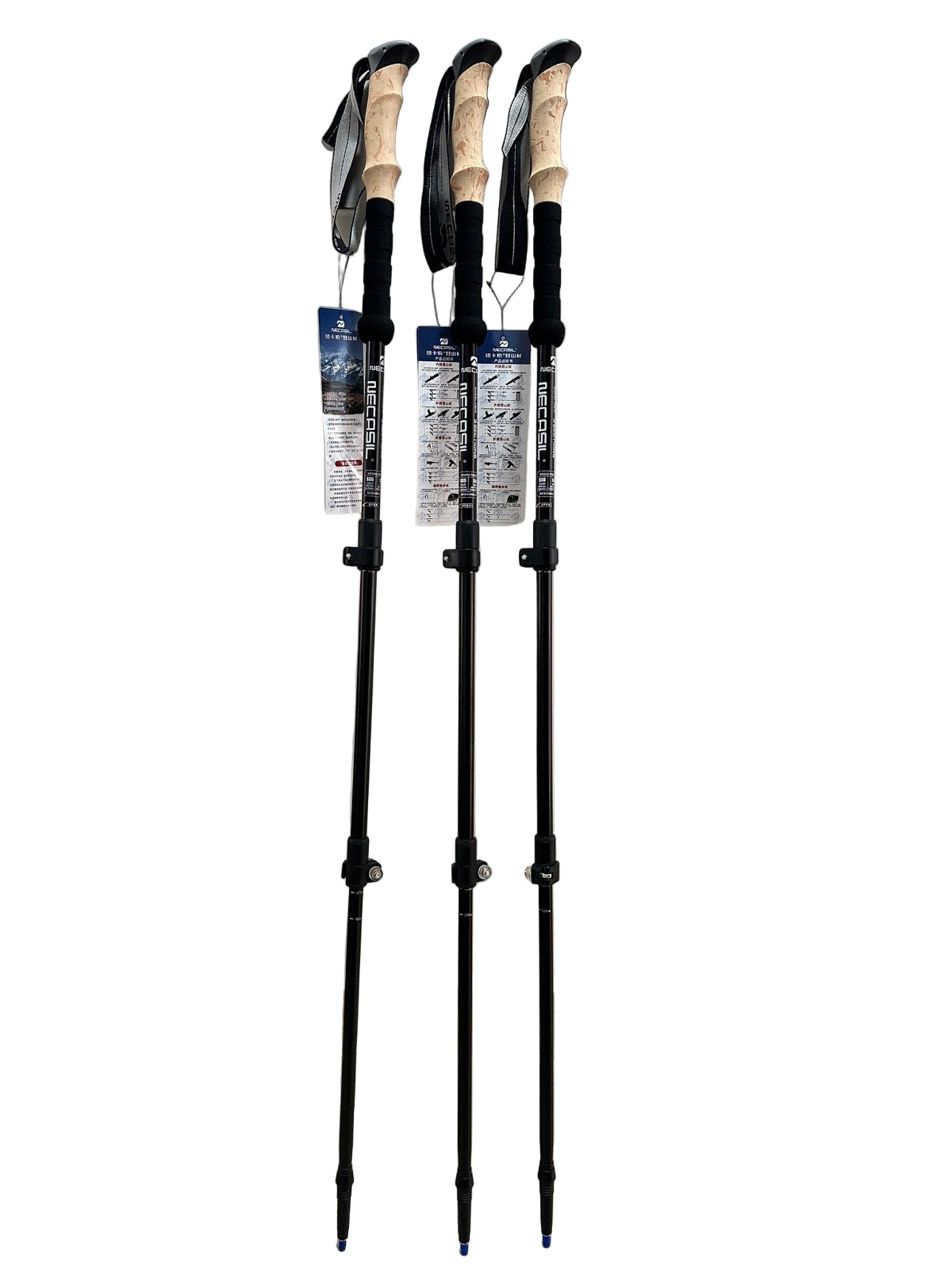 Necasil Hiking Poles - Adjustable Aluminum with EVA Foam Grip & Free Carrier Bag