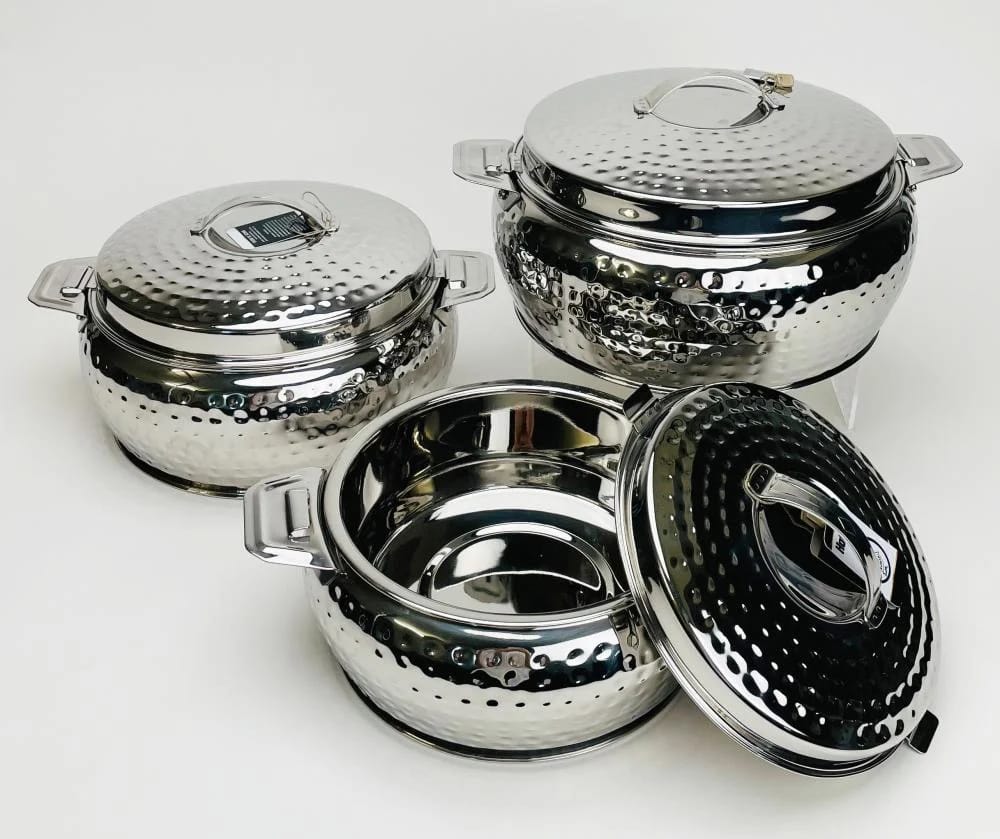 6pcs Big Size Stainless Steel Insulated Hotpots Set - 1L to 10L with Easy Grip Handles
