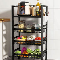 Multi-Layer Metallic Kitchen Storage Rack – Rolling Multi-Purpose Organizer with Lockable Wheels carts and islands Carts