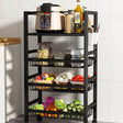 Multi-Layer Metallic Kitchen Storage Rack – Rolling Multi-Purpose Organizer with Lockable Wheels carts and islands Carts