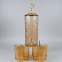 Quality Crystal Gold Glass Juice Dispenser Decanter Set Juice Dispenser Decanter Set Serving Pitchers & Carafes
