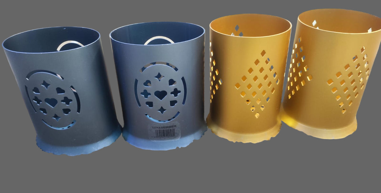 Aluminium Cutlery Holder – Grey Oval & Gold Round Tabletop Utensil Organizer