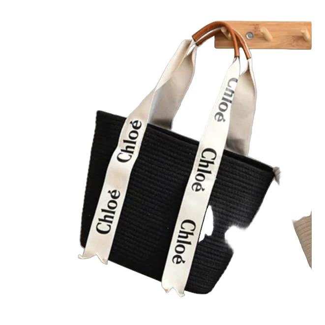 All-Season Large Capacity Braided Tote Bag – PVC Straw Design with Oblique Strap & Zipper Closure Braided Tote Bag Shopper Bags