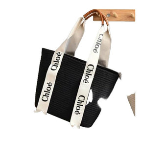 All-Season Large Capacity Braided Tote Bag – PVC Straw Design with Oblique Strap & Zipper Closure Braided Tote Bag Shopper Bags