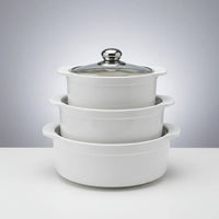 White Ceramic Serving Bowls - Set of 3 Pieces Serving Bowls Serveware